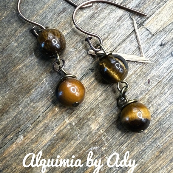 Alquimia Brown Tiger's Eye Earrings - Picture 1 of 1